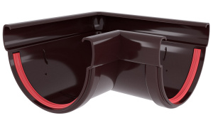 Grand Line ПВХ Угол желоба 90 град.Дизайн 135 шоколадный (RAL 8017)