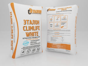 Штукатурка ЭТАЛОН CLIMLIFE WHITE MN (30кг) гипсовая белая машинного нанесения
