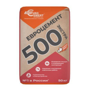 ЦЕМЕНТ М500 Д0 50кг Евроцемент